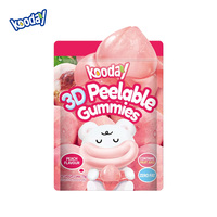 3D Peelable Gummies Natuurlijke Fruit Smaak Perzik Groene Druif Lychee Mango Druif Kauwbaar Elastisch Zacht Snoep Zoet Sappig Casual Snack