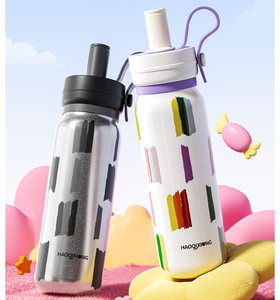 600ml Graffiti <b>Straw</b> Water Bottle Stainless Steel Vacuum Insulated <b>Tumbler</b> <b>With</b> Carry Loop Art Print Design Portable Travel Cup - Product Image 5