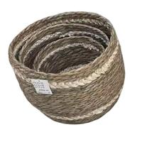 Nouvel ensemble de paniers de rangement vintage en coton et jonc de mer, motif zig-zag, pour cuisine et salle de bain, écologiques et faits à la main