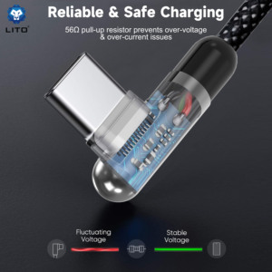 <span class=keywords><strong>Cable</strong></span> de datos del cargador <span class=keywords><strong>USB</strong></span> LITO <span class=keywords><strong>Usb</strong></span> para juegos de 90 grados para <span class=keywords><strong>cable</strong></span> de cargador rápido tipo C para <span class=keywords><strong>iPhone</strong></span> Android - Product Image 4