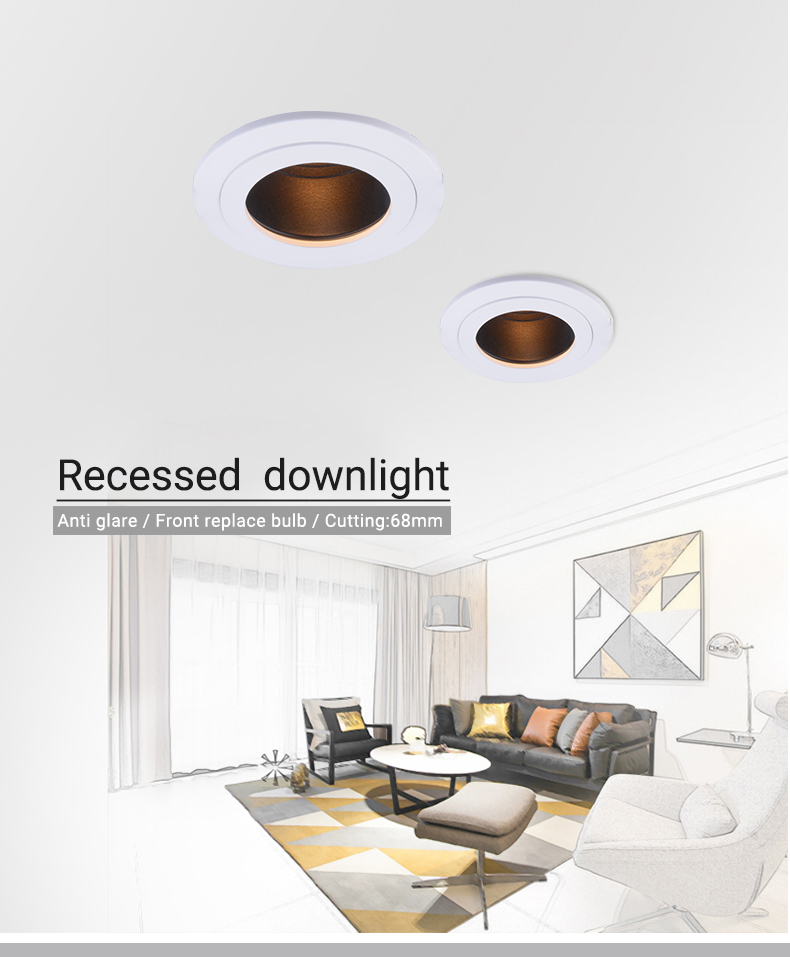 Round Anti Glare Downlights Mr16 Housing Pure Aluminium 50000 Life Span