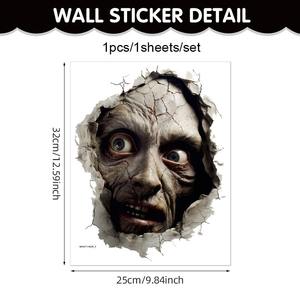 Pegatina de Pared 3D de Halloween con Monstruo Zombi de Ojos Rojos, Pegatina Autoadhesiva de Horror para Casa Embrujada, Decoración de Pared Terrorífica - Product Image 5