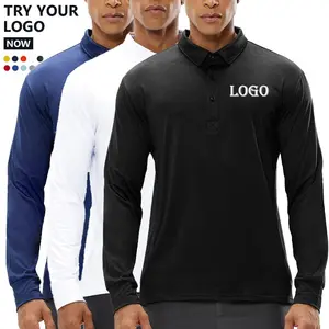 カジュアルパーソナライズ-Couleur Unique Chemise Pour Homme Grande Plus La Taille A Manches Longues Col Coton Cotton Golf Polo Shirt