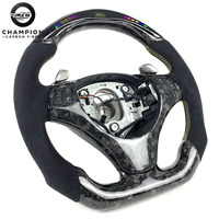 Volant en Cuir et Fibre de Carbone Forgée avec Affichage LED pour BMW E60 E39 E30 E90 E92 E70 E84 E85 E89 E91 M3 M4 2008 2009 2010 2011
