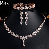 RAKOL SP3386 haute qualité boucles d'oreilles collier bague bracelets ensemble de bijoux zircon cubique ensembles de bijoux de mariage