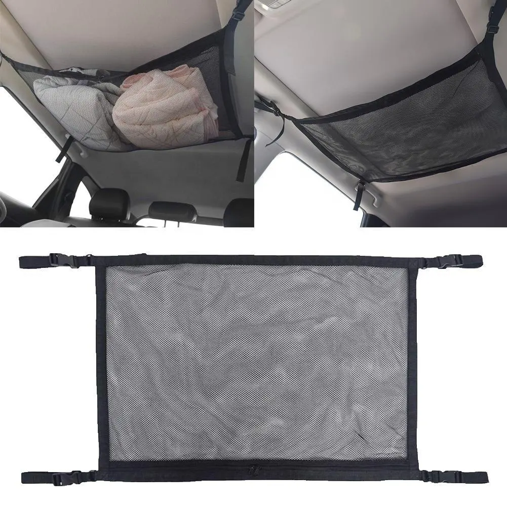 Portable 3-layer Car Ceiling Cargo Net Storage Bag Roof Interior Mesh Storage Box Net Pocket Handbag For Car Sundries Storage