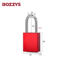 Cadenas de verrouillage de sécurité rouge Oem en aluminium et acier inoxydable anodisé brillant anti-UV de 38mm avec codage laser personnalisé