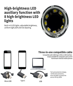安価な3in1ポータブルデジタルUSB子供用顕微鏡UM-X02、50倍～1000倍の倍率、1080p解像度、8LED照明付き - Product Image 2