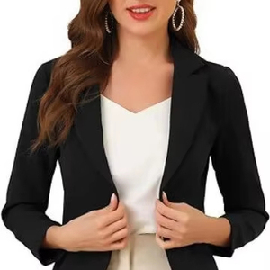 Dames Open Frontoffice Werk Zakelijke Casual Lichtgewicht Zomer Crop Pak <span class=keywords><strong>Blazer</strong></span> - Product Image 1