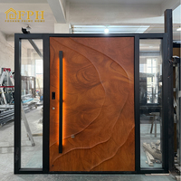 Portes pivotantes extérieures en aluminium blanc robustes avec serrure intelligente antivol pour maison résidentielle