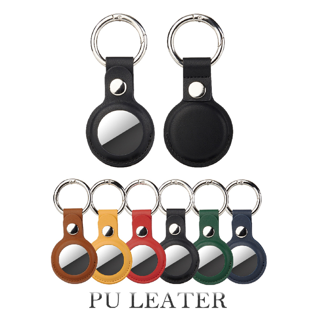 Custom Logo PU Leather AirTag Case Keychain Protective Holder for Promotion Key Chain
