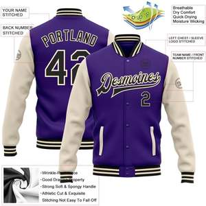 Veste de baseball varsity personnalisée Fanscustom, taille XS, manches en cuir personnalisées avec nom et numéro brodés pour hommes et femmes - Product Image 3