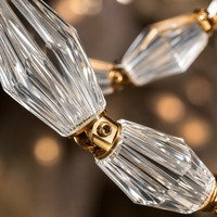 Lustre suspendu JYLIGHTING à facettes, en cristal, avec chaîne hexagonale en laiton, pour grand atrium