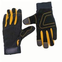 Gants de travail confortables antidérapants et anti-vibrations à doigts complets, résistants à l'usure, en cuir et polyester, gants de sécurité pour la construction