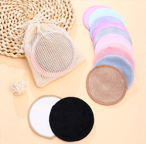 Lot de 7 tampons démaquillants en coton de bambou avec sac à linge en filet, lavables et réutilisables, tampons démaquillants pour le nettoyage du visage - Product Image 2
