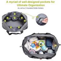 Organisateur de poussette avec porte-gobelets isothermes, sac à bandoulière amovible, organisateur imperméable en tissu Oxford avec plusieurs poches