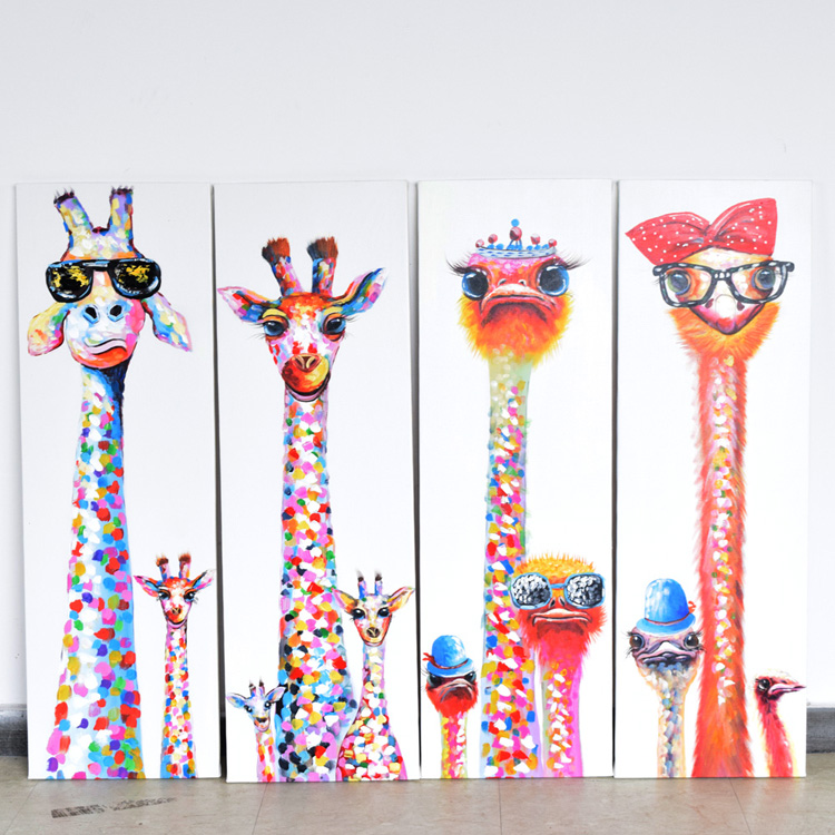 【レア】絵画　キャンバスアート　きりん　夕暮れ　おしゃれインテリア　綺麗　動物 動物ダチョウ油絵キャンバスアート絵画装飾写真リビングルームの