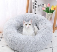 Grosir tempat tidur hewan peliharaan produsen mewah lembut nyaman bulat kucing anjing tempat tidur hewan peliharaan