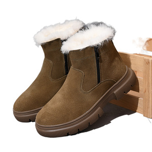 Bottes d'hiver pour hommes doublées de laine, couleur unie, bottines antidérapantes pour l'extérieur - Product Image 4