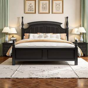 <span class=keywords><strong>Lit</strong></span> en bois massif de style campagnard américain vintage du milieu du siècle Boîtes de rangement personnalisables pour <span class=keywords><strong>lit</strong></span> double - Product Image 5