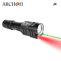 Lampe de plongée ARCHON J4 rechargeable, étanche à 200 m, lumière sous-marine blanche/verte/rouge 3-en-1, 3500 lumens, recherche sous-marine