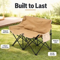 Chaise de camping moderne deux places avec tissu Oxford 600D et cadre en acier carbone, pliable pour le camping, la plage, le jardin, la terrasse, le salon