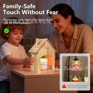 Wooden House Candle Holder With Led Light Christmas Decor Home Desktop <b>Night</b> Light <b>Stand</b> - Product Image 2