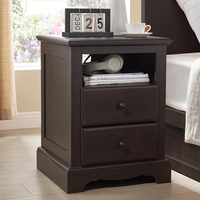 Chevet classique élégant en bois brun foncé pour chambre à coucher, table de chevet et table d'appoint pour salon