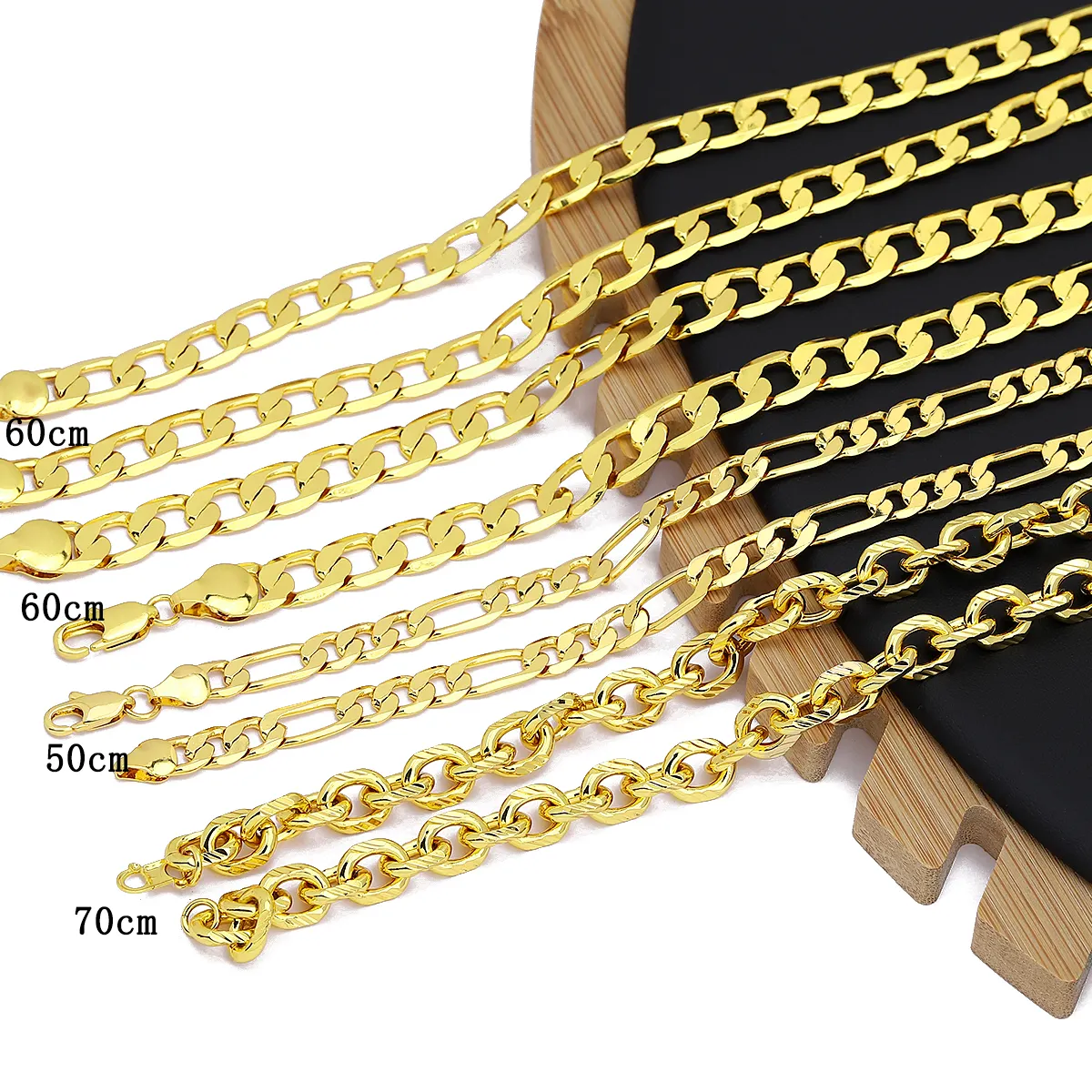 JXX Wholesale High Quality 24K Gold Plated Flat Cuban Chain Brass Necklace For Men