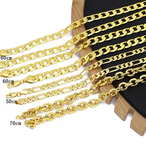 Jxx Groothandel Prijs Hot Selling Hoge Kwaliteit 24K Vergulde Platte Cubaanse Ketting Ketting Koperen Sieraden Voor Vrouwen Mannen