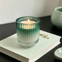 Ensemble de bougies parfumées en verre à rayures verticales dégradées, cire de soja, aromathérapie, décoration d'intérieur, cadeau pour mariage, centre de table
