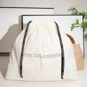 Customized <strong>Large</strong> Muslin Cotton Clothes Packing <strong>Bag</strong> Logo Printed Organic Cotton Dust Cover <strong>Drawstring</strong> <strong>Bag</strong> for Gift Shoe Handbag - Product Image 1