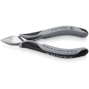Knipex ESD Electronics Side Cutters 77 42 130 Coupe à pointe fine Max 1,6 mm Fabriqué en Allemagne - Product Image 1