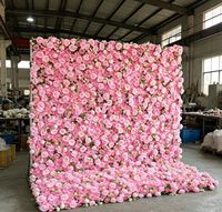Décor de scène de mariage, panneaux floraux en fleurs artificielles en soie rose réalistes 5D, pour événements, réceptions, fête des mères