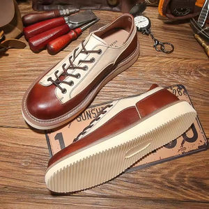 Zapatos Oxford Formales de Negocios para Hombre, de Cuero Genuino con Cordones, Suela de Goma Gruesa Cuadrada, Aumentan la Altura, Antideslizantes - Product Image 5