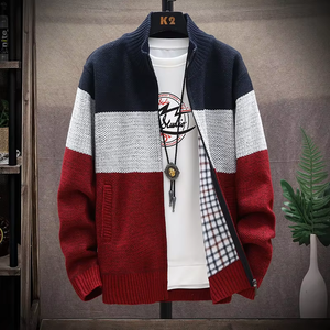 2025春季冬季开衫立领彩色块毛衣英式针织加厚男式外套 - Product Image 5