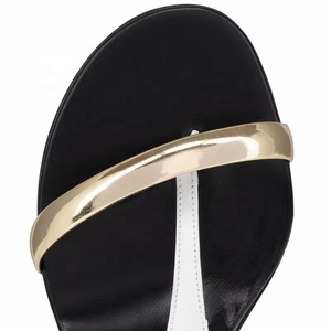 Sandales à talons hauts pour femme, grande taille 45, multicolores, à bride en T, à bout fermé, à bride unique, à talon aiguille, pour soirée, coupe large - Product Image 5