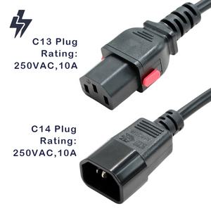 UE Europa Estándar C14 Enchufe hembra a interruptor bloqueado C13 Enchufe macho OEM IEC 320 C14 Cambio C13 Cable de alimentación de extensión - Product Image 2