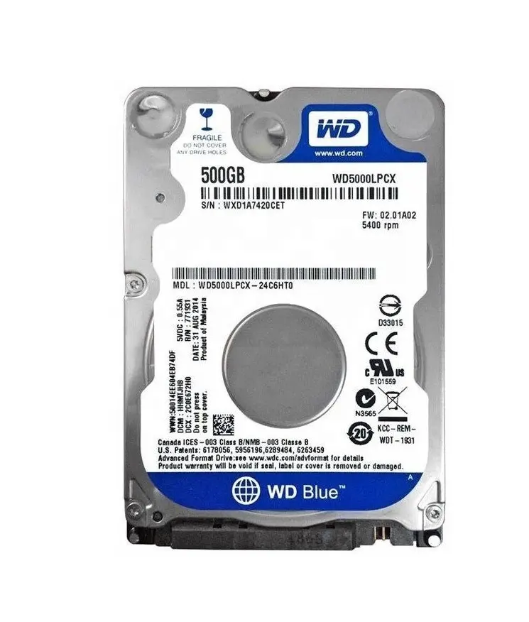 オリジナルブルーモバイルハードドライブ-500gb 5400 rpmクラス、sata 6ギガバイト/秒、16mbキャッシュ、2.5インチ-wd5000lpcx