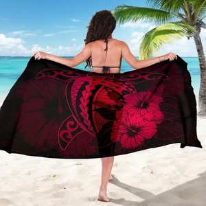 ハワイハイビスカスサロンタートルパターン女性のセクシーなサマービーチ水着スカートビキニボトムカバーアップビーチサロンラップスカーフ - Product Image 1