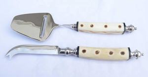 Calentador de buffet de acero inoxidable, utensilios de cocina de primer caballo, mango de resina de diseñador blanco, juego de cuchillos para queso, juego de cubiertos con mango en espiral - Product Image 2