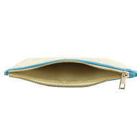 Pochette de maquillage portable personnalisée pour femme, trousse de toilette en paille, sac à main d'été, sacs cosmétiques de rangement quotidien, pochette plate à fermeture éclair en paille