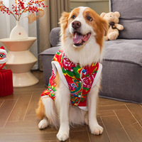 Vêtements d'hiver pour chiens et chats, manteaux en laine chaude extra-épais doublés de polaire, style chinois à motifs floraux ; Vêtements pour animaux de compagnie en gros pour petits animaux