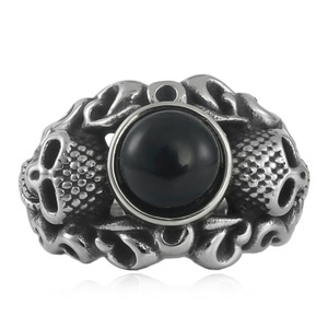 Skull <b>Ring</b> Men's Stainless Steel Black Stone Bezel Setting Punk Style Fashion Jewelry Gift 240112 - Product Image 1
