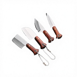 มีดพกพาขนาดเล็ก สแตนเลส ดามัสกัส ใบมีดคงที่ ด้ามไม้ ปรับแต่งได้ตามต้องการ OEM อเนกประสงค์ สำหรับล่าสัตว์ พวงกุญแจ DIY - Product Image 2