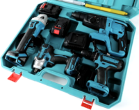 Kit d'outils électriques 4 pièces Ensemble d'outils électriques sans fil multifonctions 4 en 1 Meuleuse d'angle Marteau Clé à molette Kit combiné de perceuse