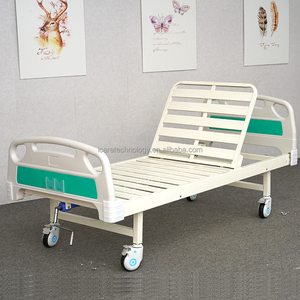 I Care 2-Function Manual Hospital <b>Bed</b> with ABS <b>Bed</b> Ends, Foldable <b>Side</b> <b>Rails</b>, Overbed Table, and 4 Lockable Casters - Product Image 3
