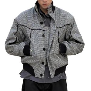 Service OEM en gros : Veste unisexe classique en daim pied-de-poule et laine, style vintage décontracté, patchwork déstructuré pour homme - Product Image 2