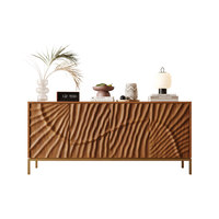 Buffet mural en bois massif sculpté à la main, style italien mi-siècle, luxe léger, pour entrée et rangement domestique
