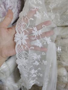 Dentelle en coton 100% en gros, prix au kg, dentelle beige de 15 cm, maille florale brodée, dentelle douce pour la peau, pour robe, en <span class=keywords><strong>solde</strong></span> - Product Image 6